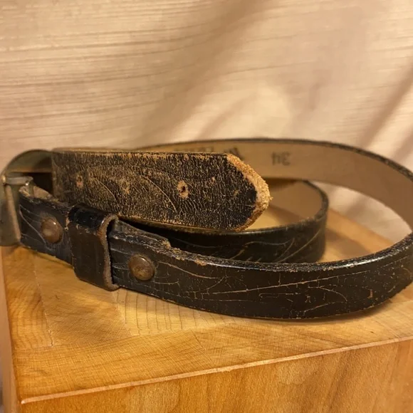 Handmade Ranchero leather vintage belt w/buckle